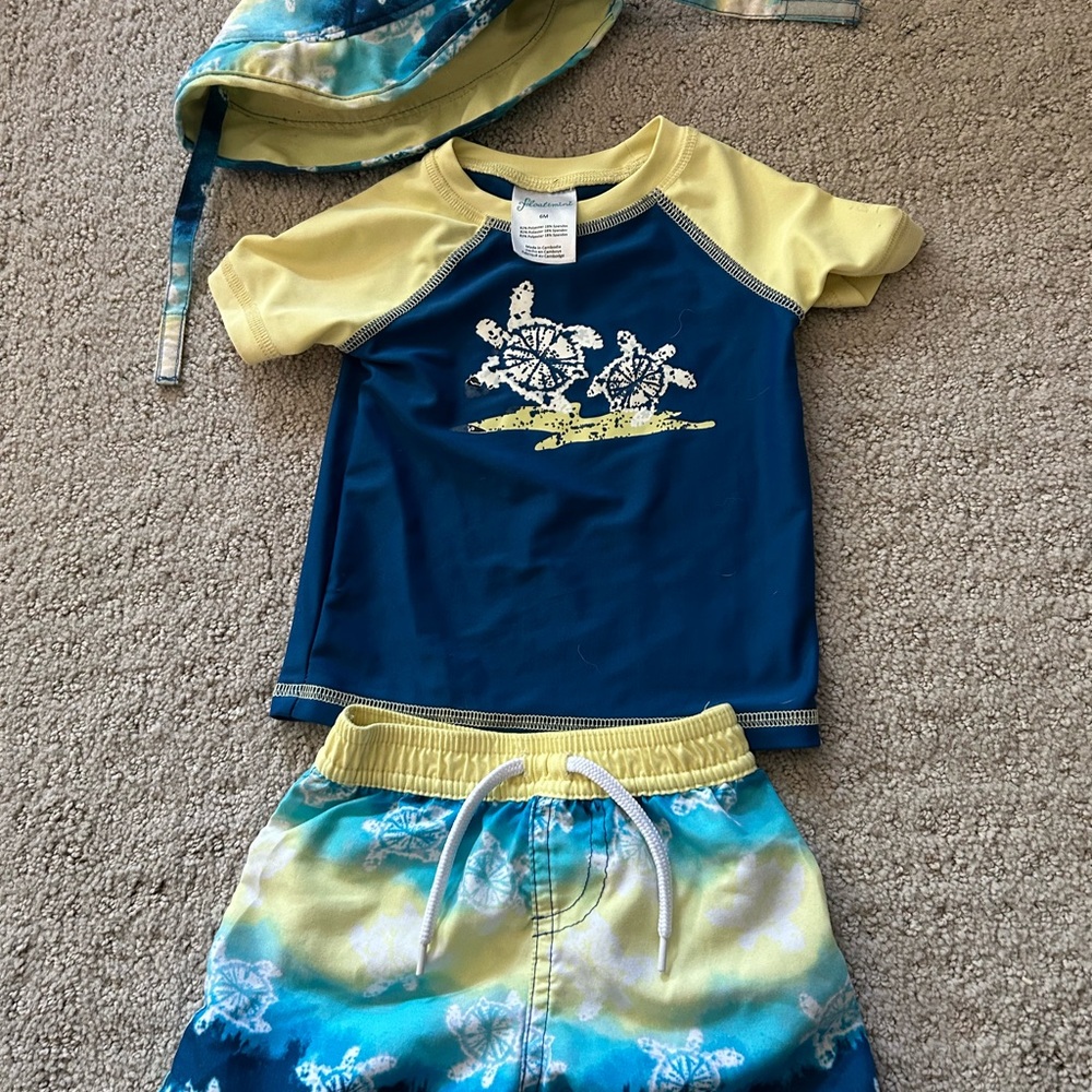 Kids Swim Set with Hat - Blue and Yellow